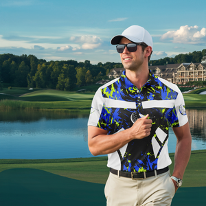 Personalized Men's Golf Polo Shirts in Green, Blue Camo, and White - Custom Name Embroidery - Ideal Golf Gifts for Him N7255