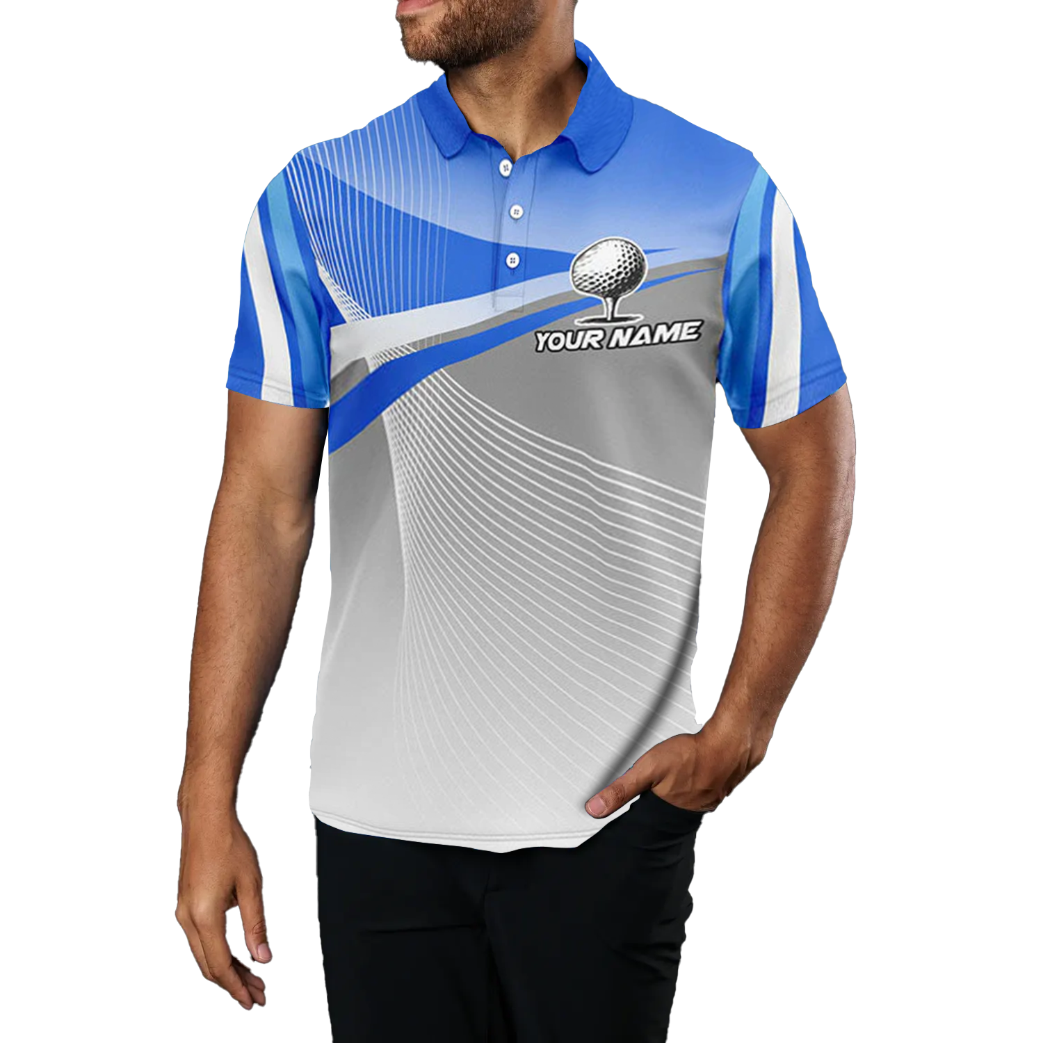 Men's Blue Custom Golf Polo Shirt - Premium Golf Apparel for Men - Unique Golf Gift N7521