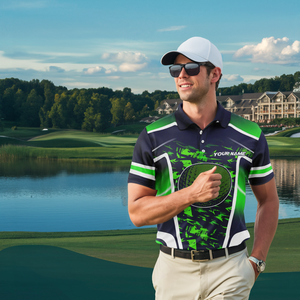 Men's Gradient Green Camo Golf Polo Shirt N8196