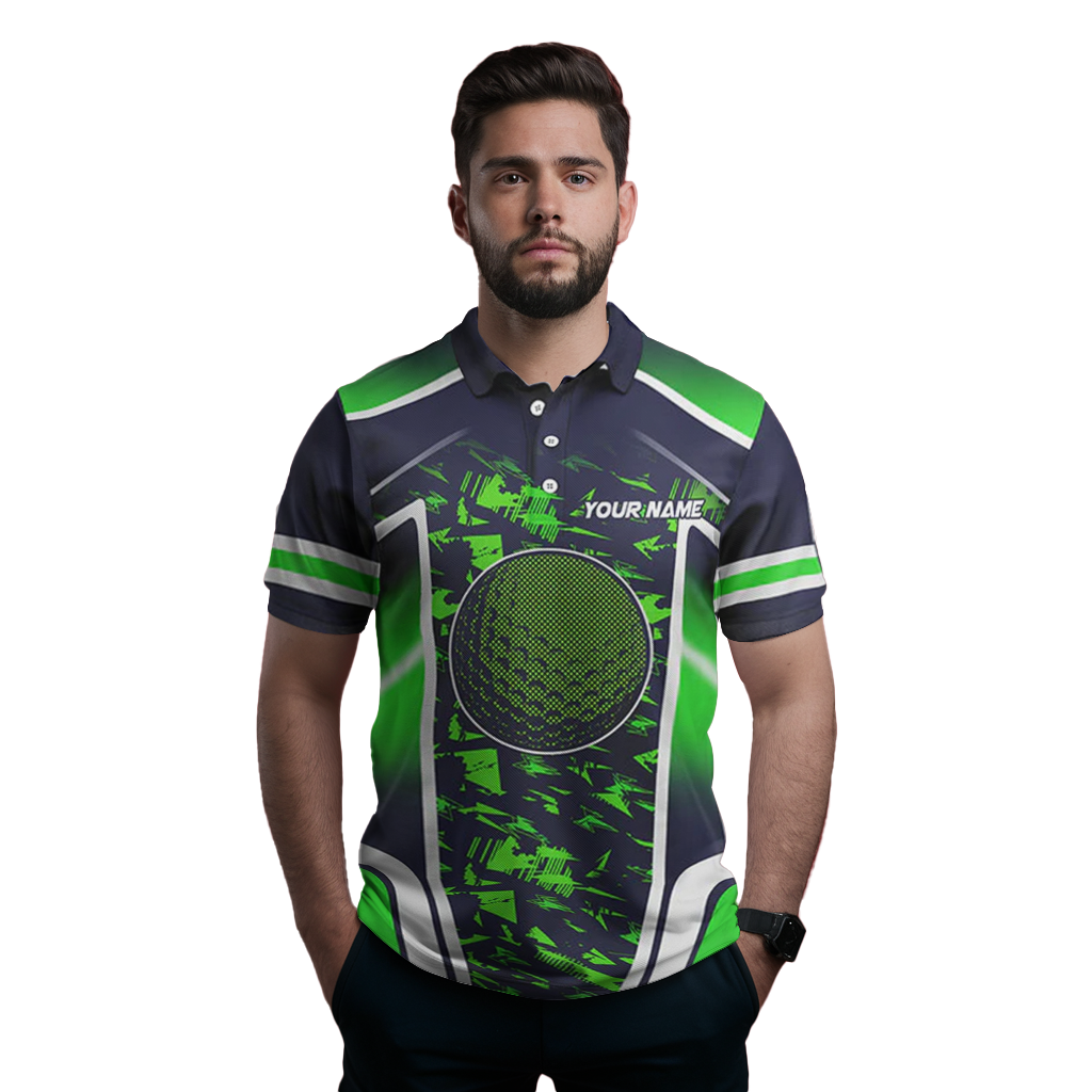 Men's Gradient Green Camo Golf Polo Shirt N8196