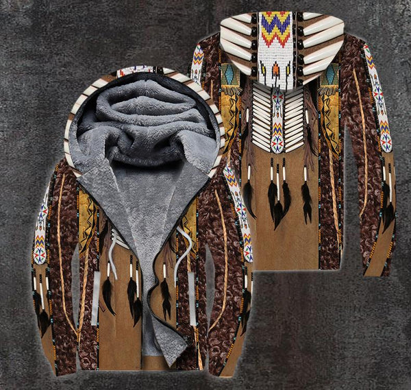 Native American Culture Fleece Zip Hoodie For Men & Women