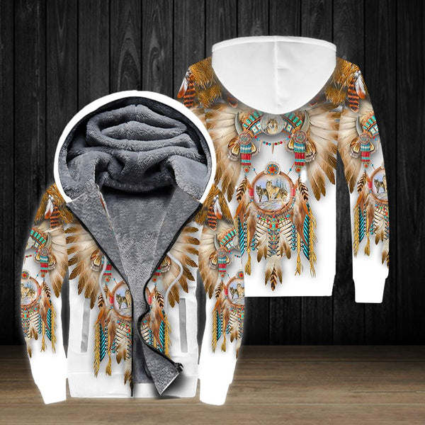 Native American Fleece Zip Hoodie For Men & Women