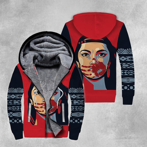 Native American Red Fleece Zip Hoodie For Men & Women