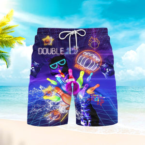 Neon Bowling Cats Beach Shorts For Men