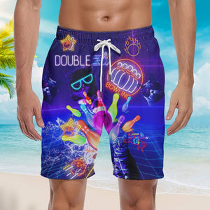 Neon Bowling Cats Beach Shorts For Men