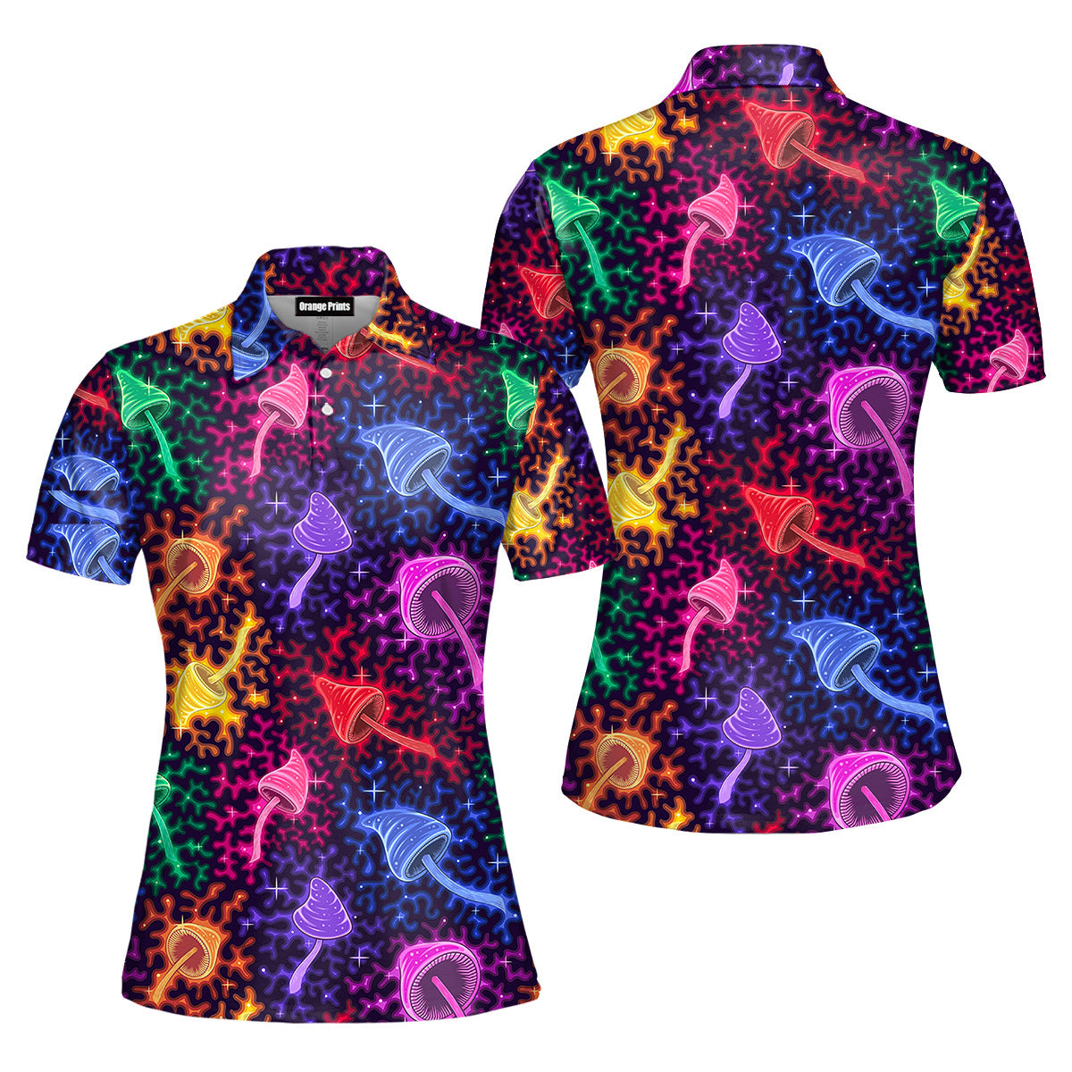 Neon Colorful Mushroom Polo Shirt For Women