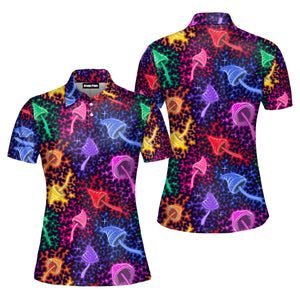 Neon Colorful Mushroom Polo Shirt For Women