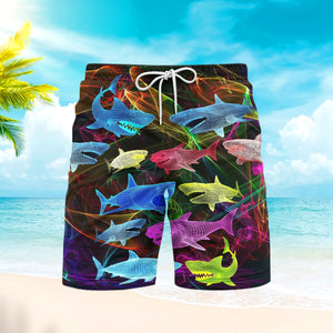 Neon Glowing Shark Beach Shorts For Men
