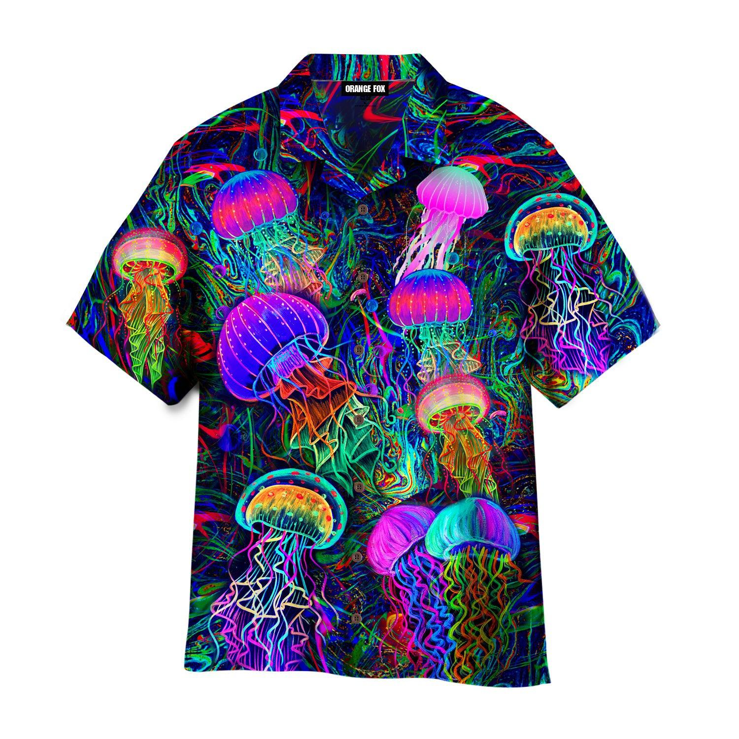 Neon Jellyfish Under The Sea Hawaiian Shirt For Men & Women