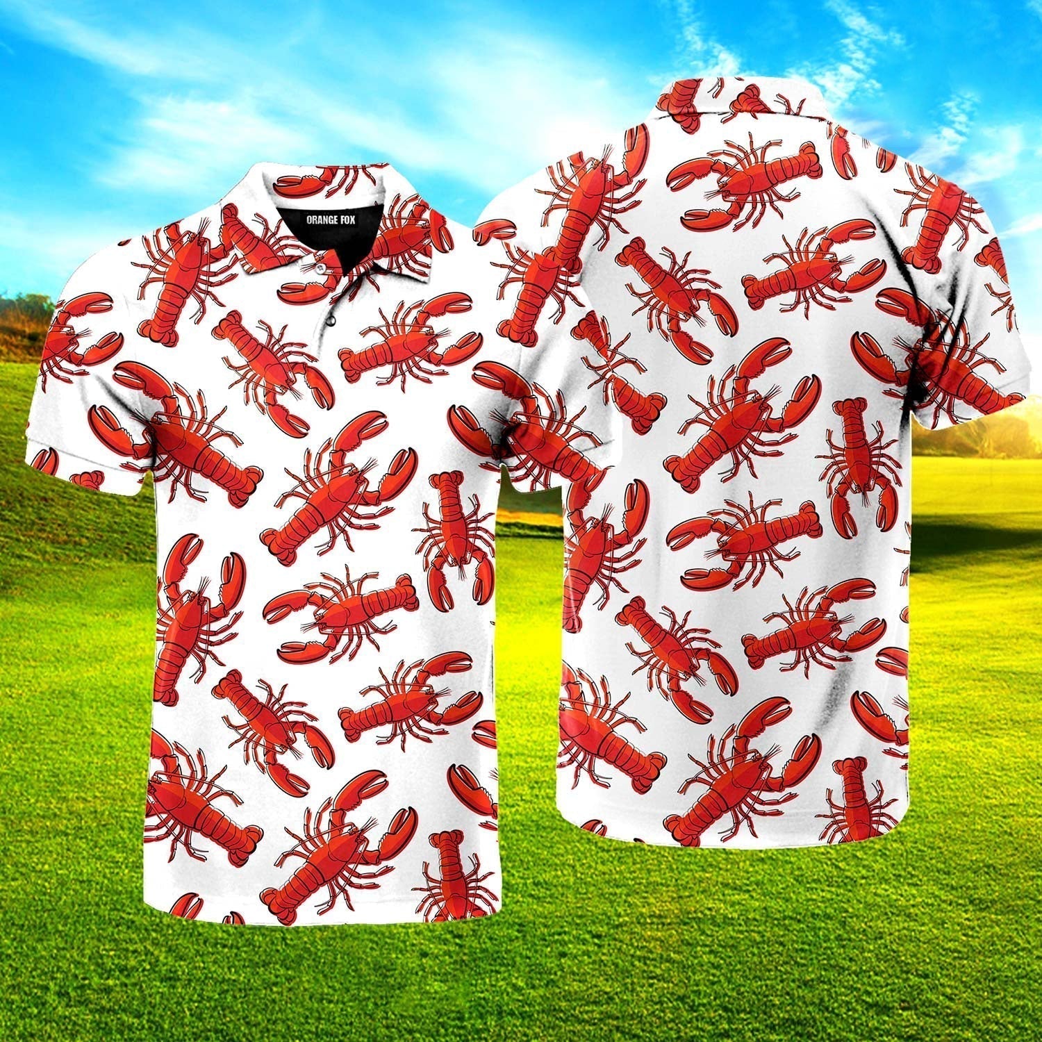 Orange Crawfish Polo Shirt For Men