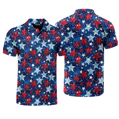 4th Of July Independence Day Stars Blue Polo Shirt For Men