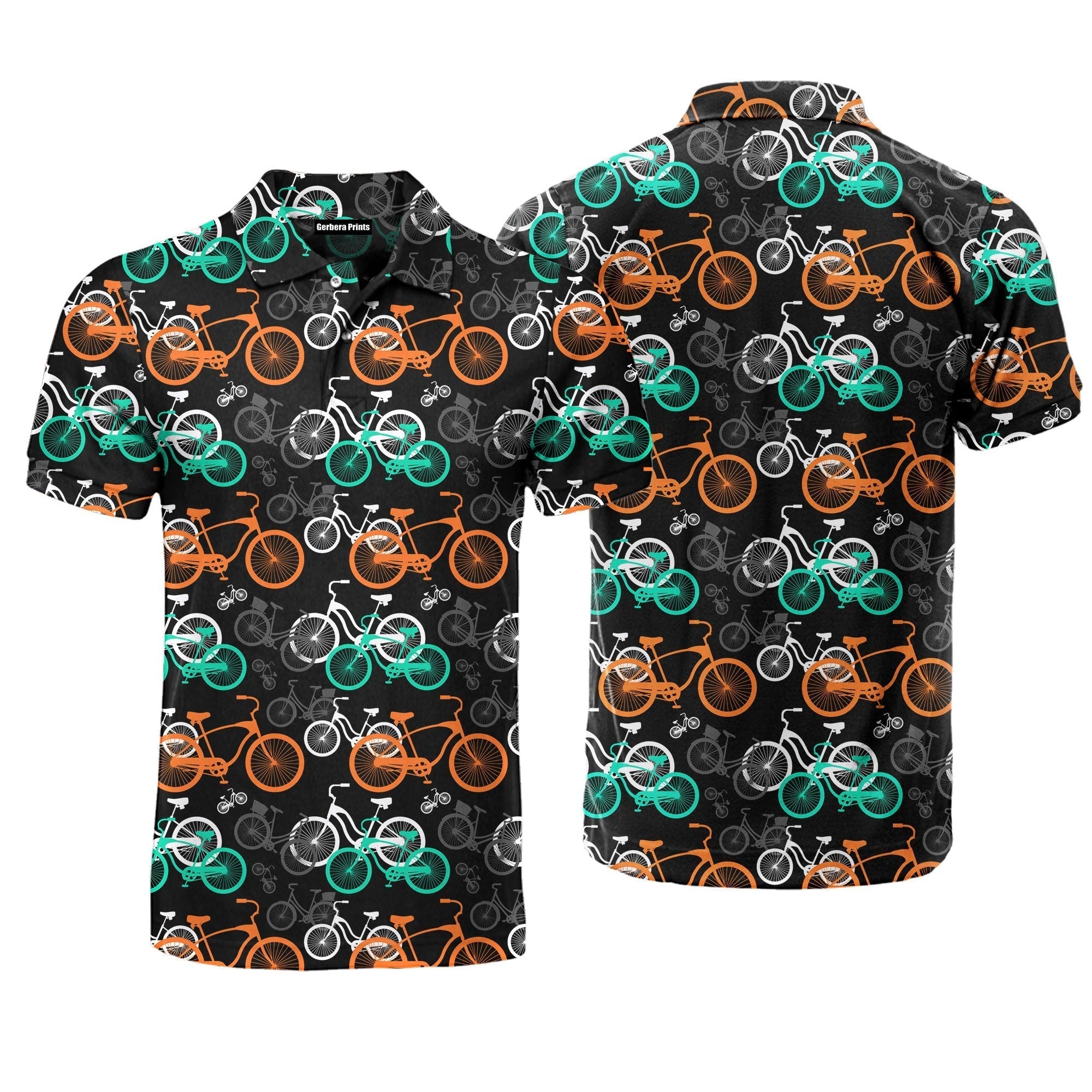 Bike Bicycle Pattern Colorful Polo Shirt For Men