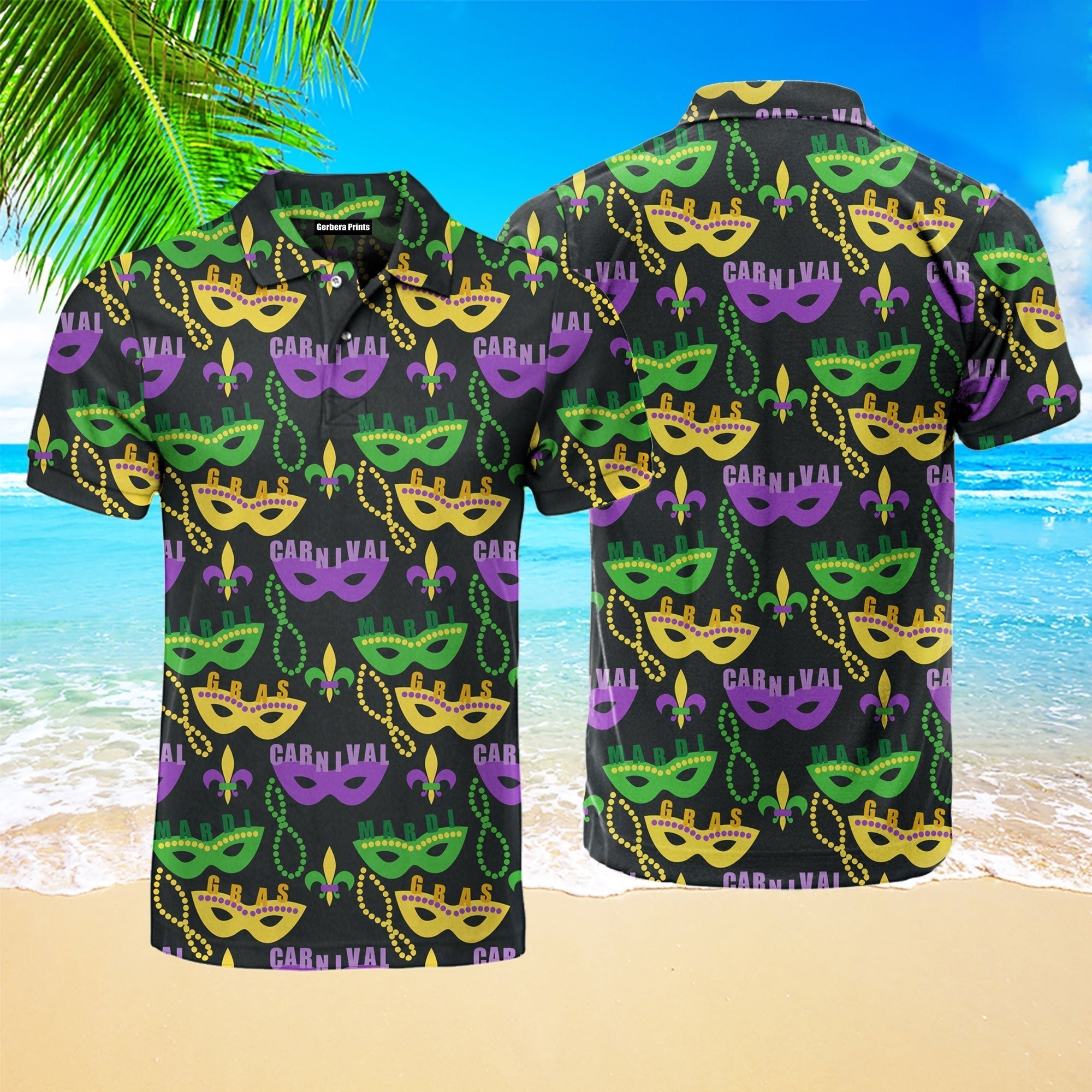 Colorful Mardi Gras Masks Polo Shirt For Men