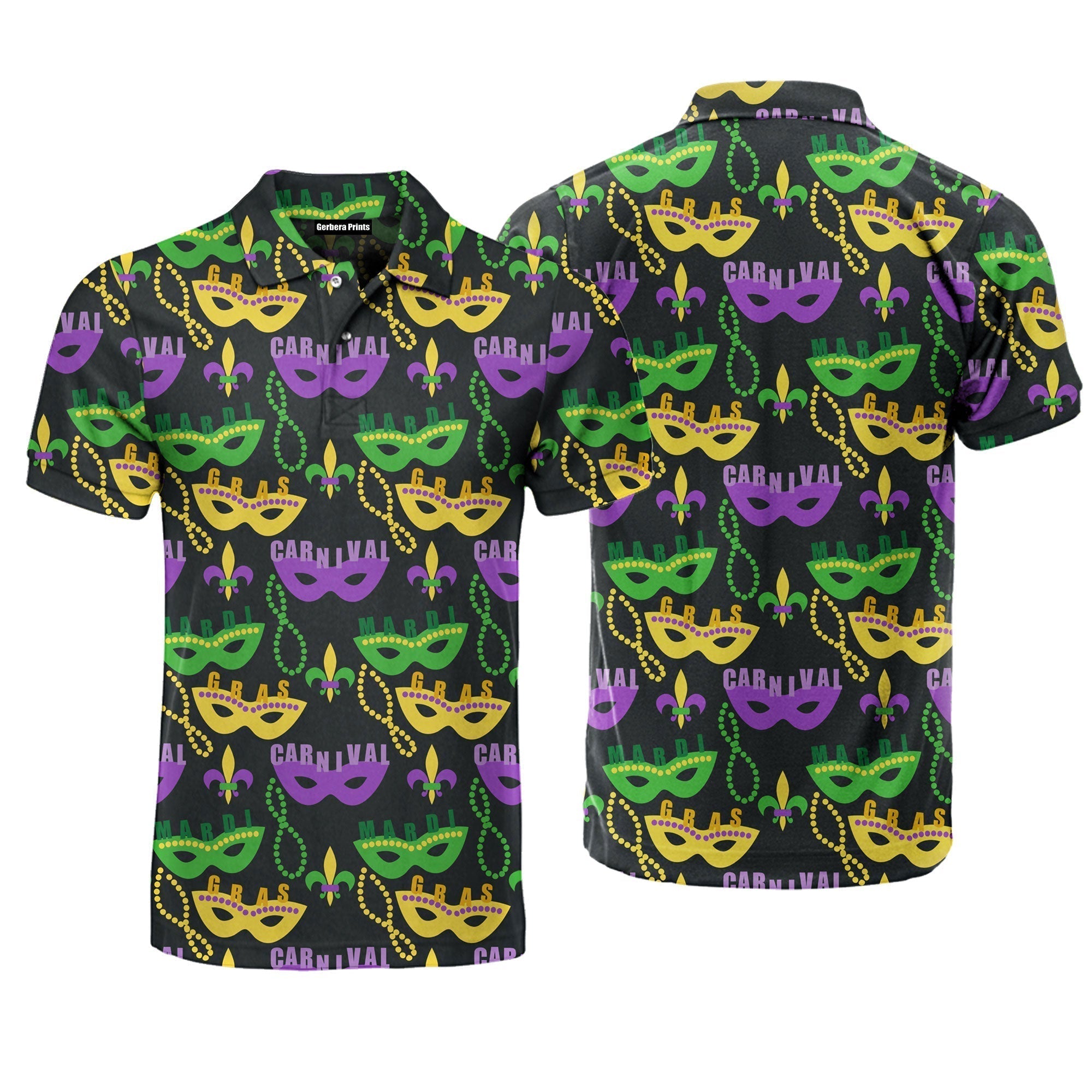 Colorful Mardi Gras Masks Polo Shirt For Men