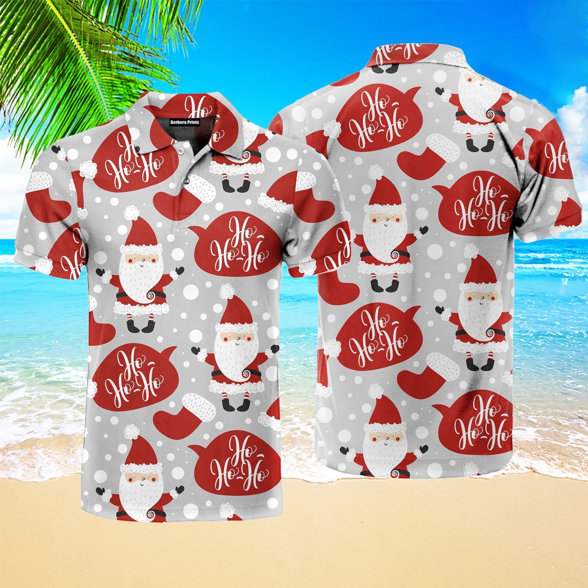 Ho's Santa Red Christmas Polo Shirt For Men