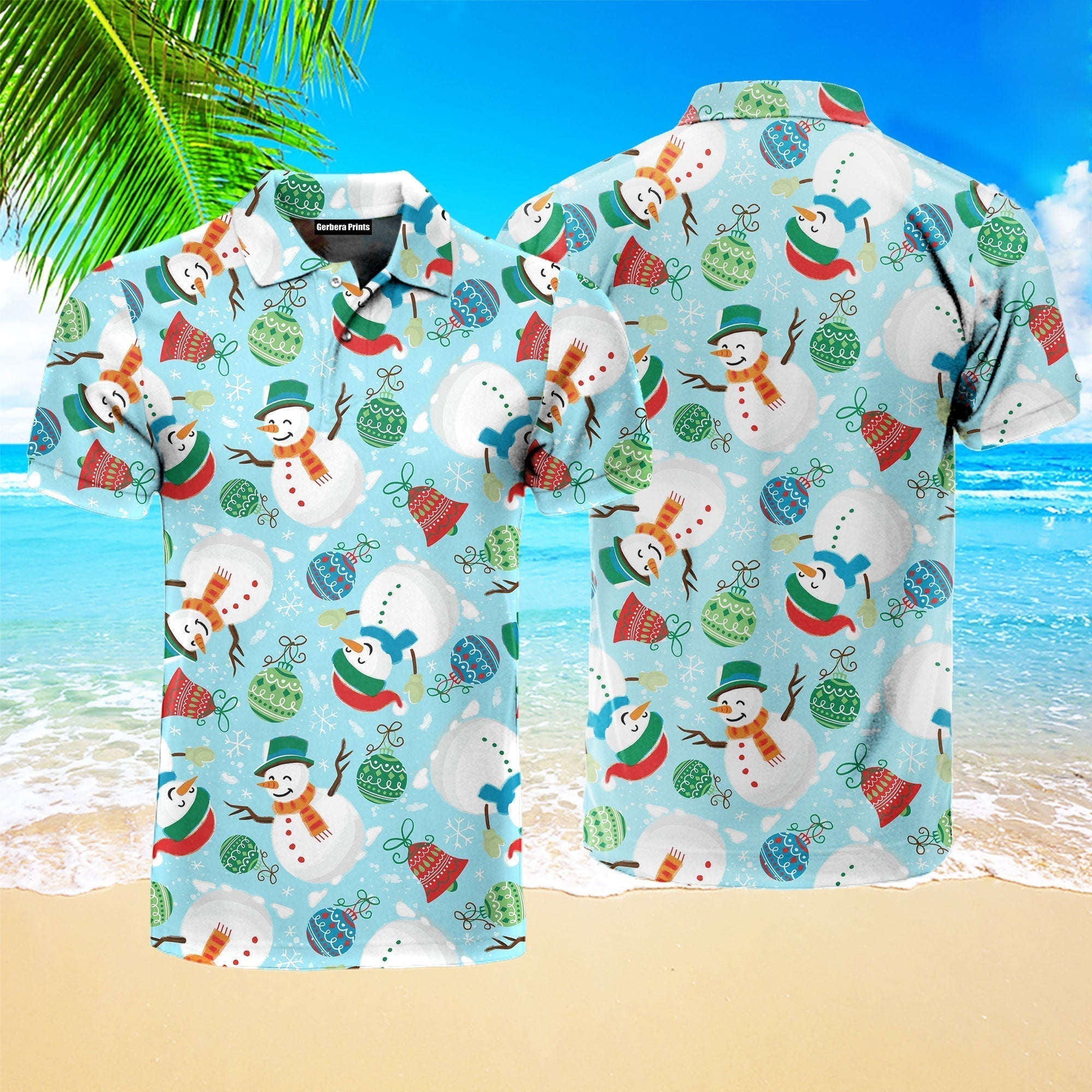 Snowman Caroling Polo Shirt For Men