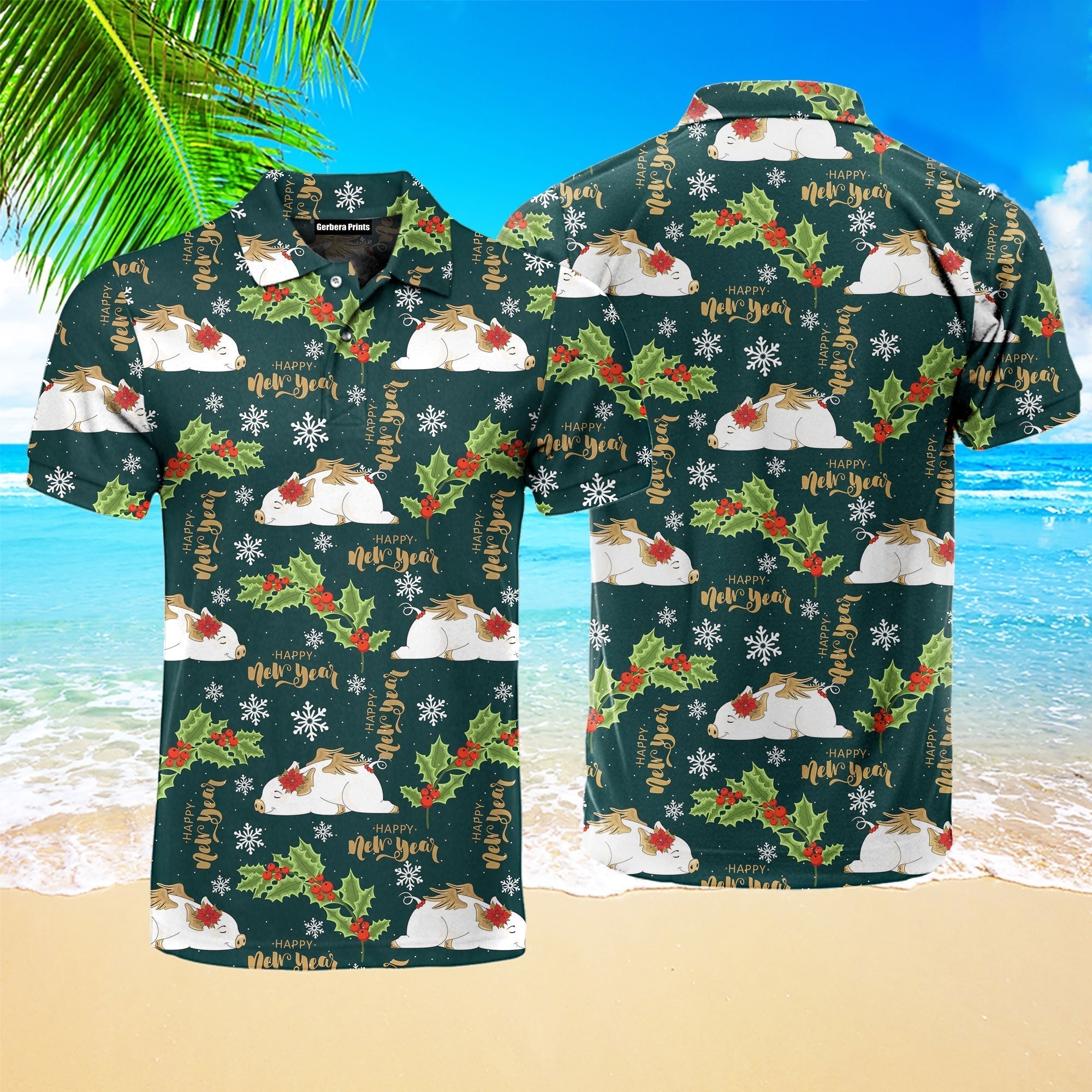 Happy Hoglidays Merry Pigmas Christmas Polo Shirt For Men