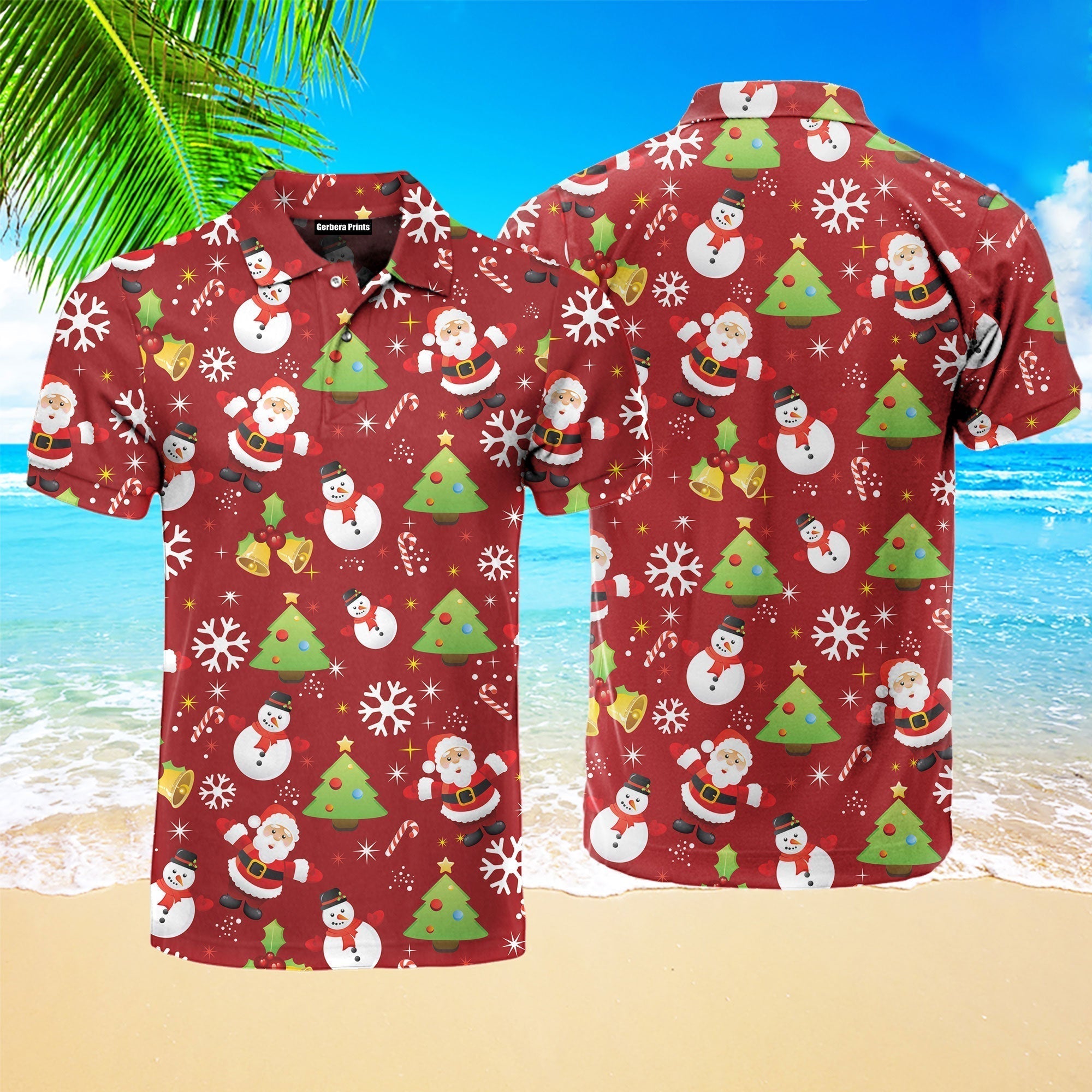 Stay Cool Snowman In Red Christmas Polo Shirt For Men
