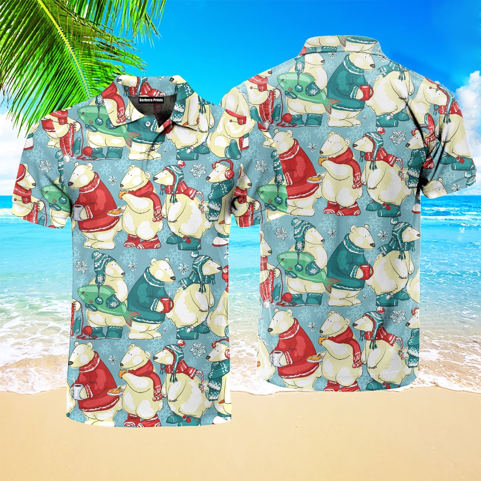 Polar Bear In Winter Polo Shirt For Men