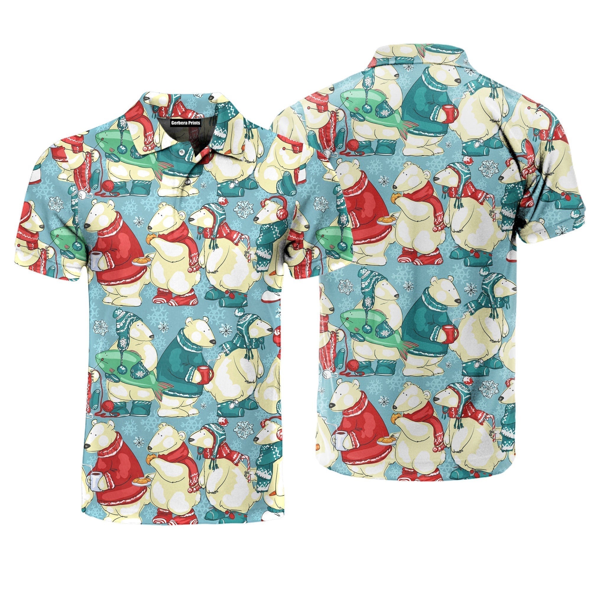 Polar Bear In Winter Polo Shirt For Men