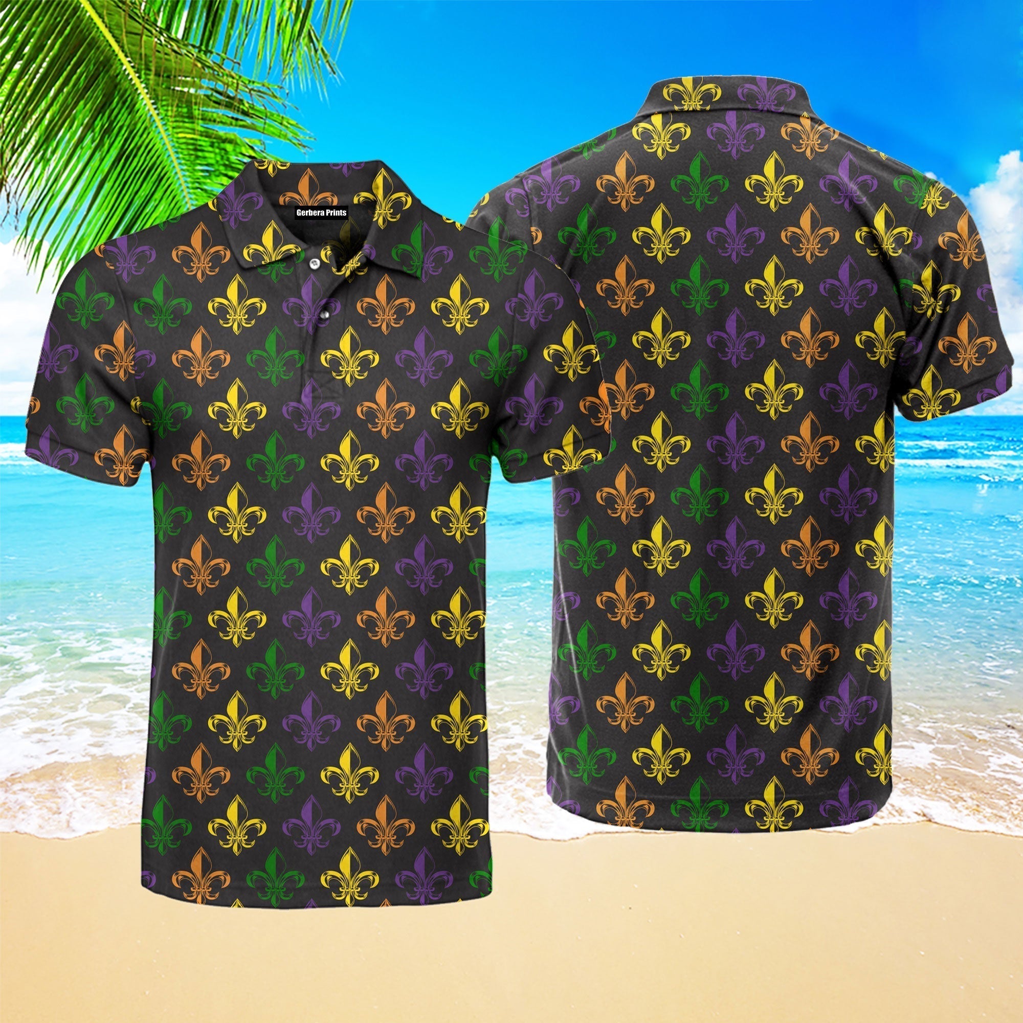 Fleur De Lis Happy Mardi Gras Polo Shirt For Men