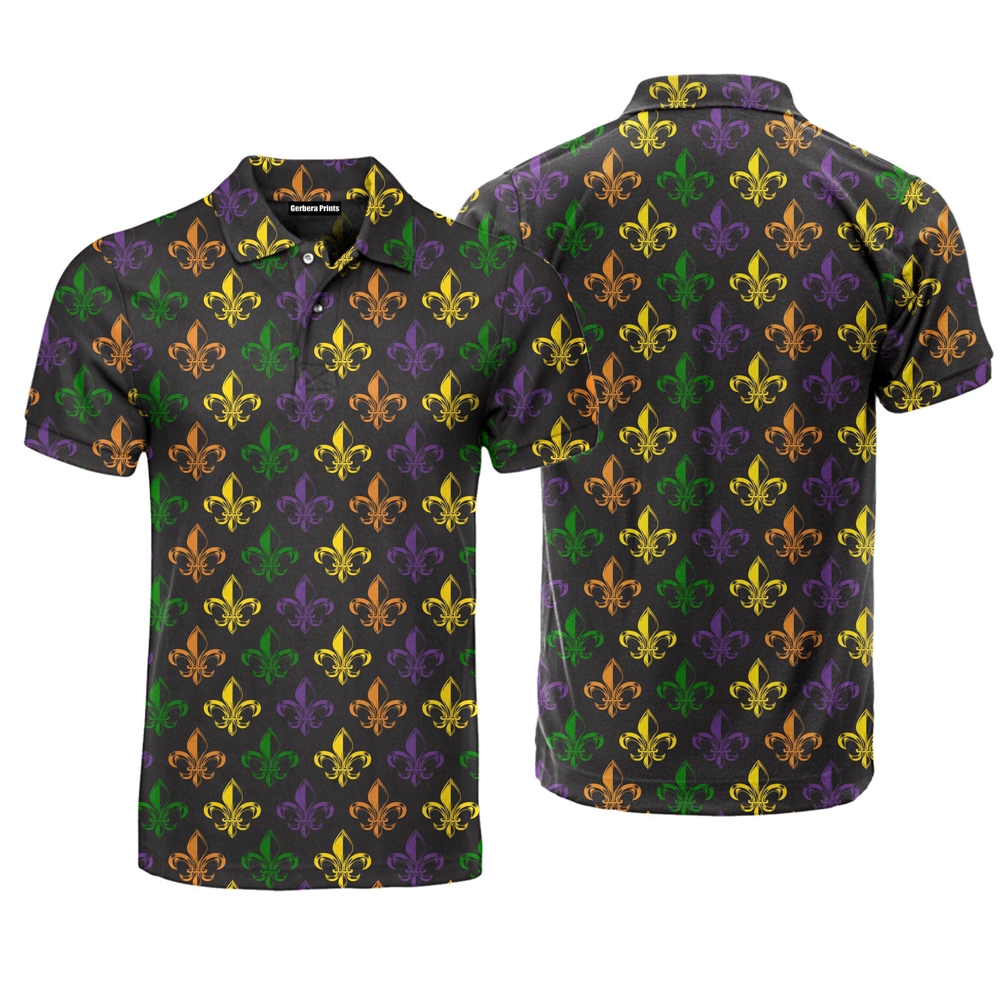 Fleur De Lis Happy Mardi Gras Polo Shirt For Men