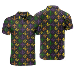 Fleur De Lis Happy Mardi Gras Polo Shirt For Men
