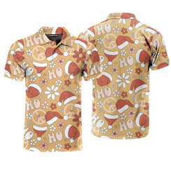 Flower Christmas Santa Hat Polo Shirt For Men