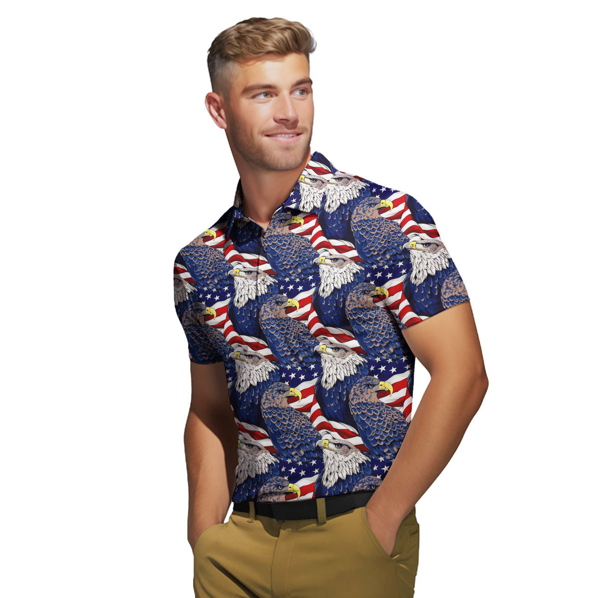 USA 4th Of July Independence Day Patriotic Eagle Polo Shirt For Men