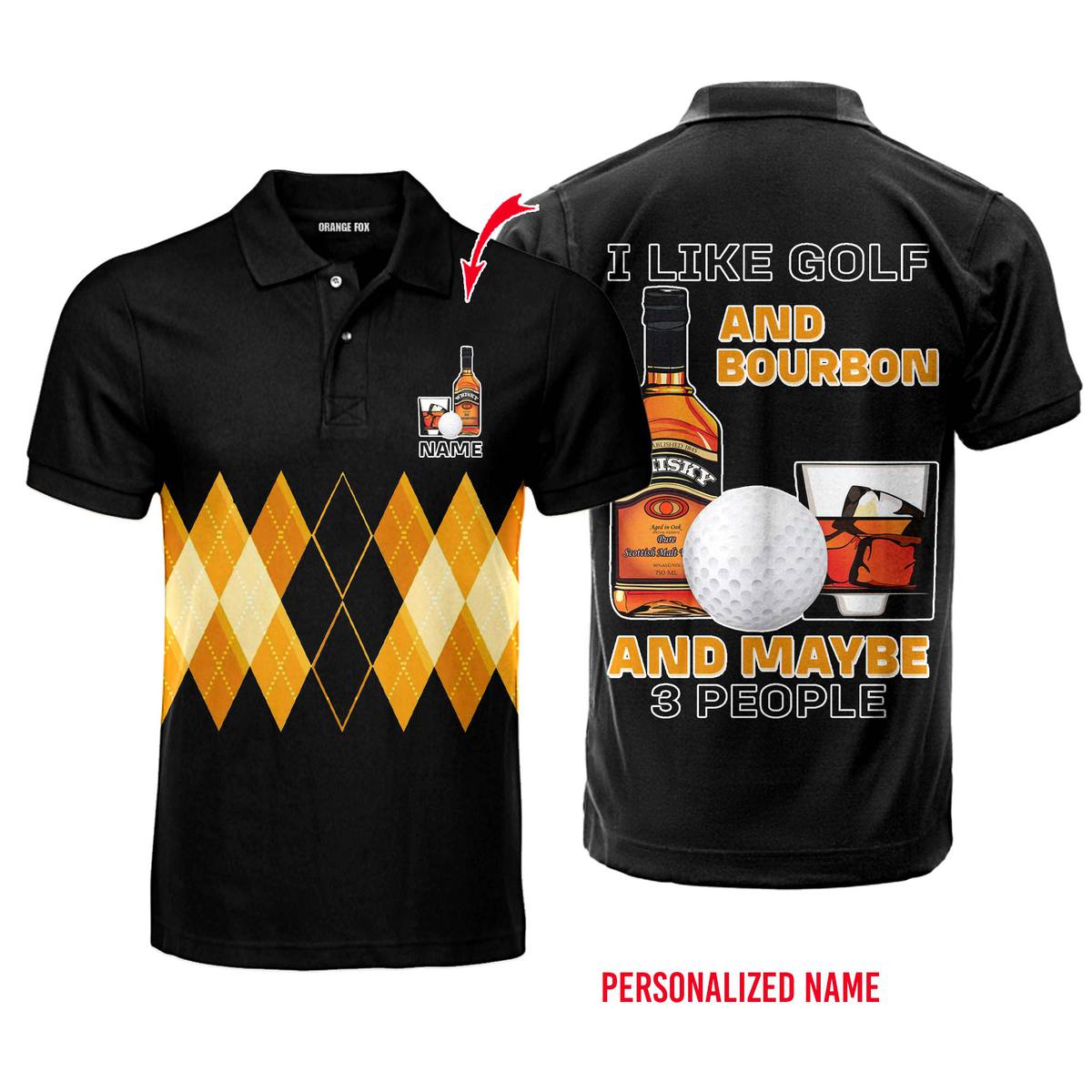 I Like Golf And Bourbon Custom Men's Golf Polo Shirt