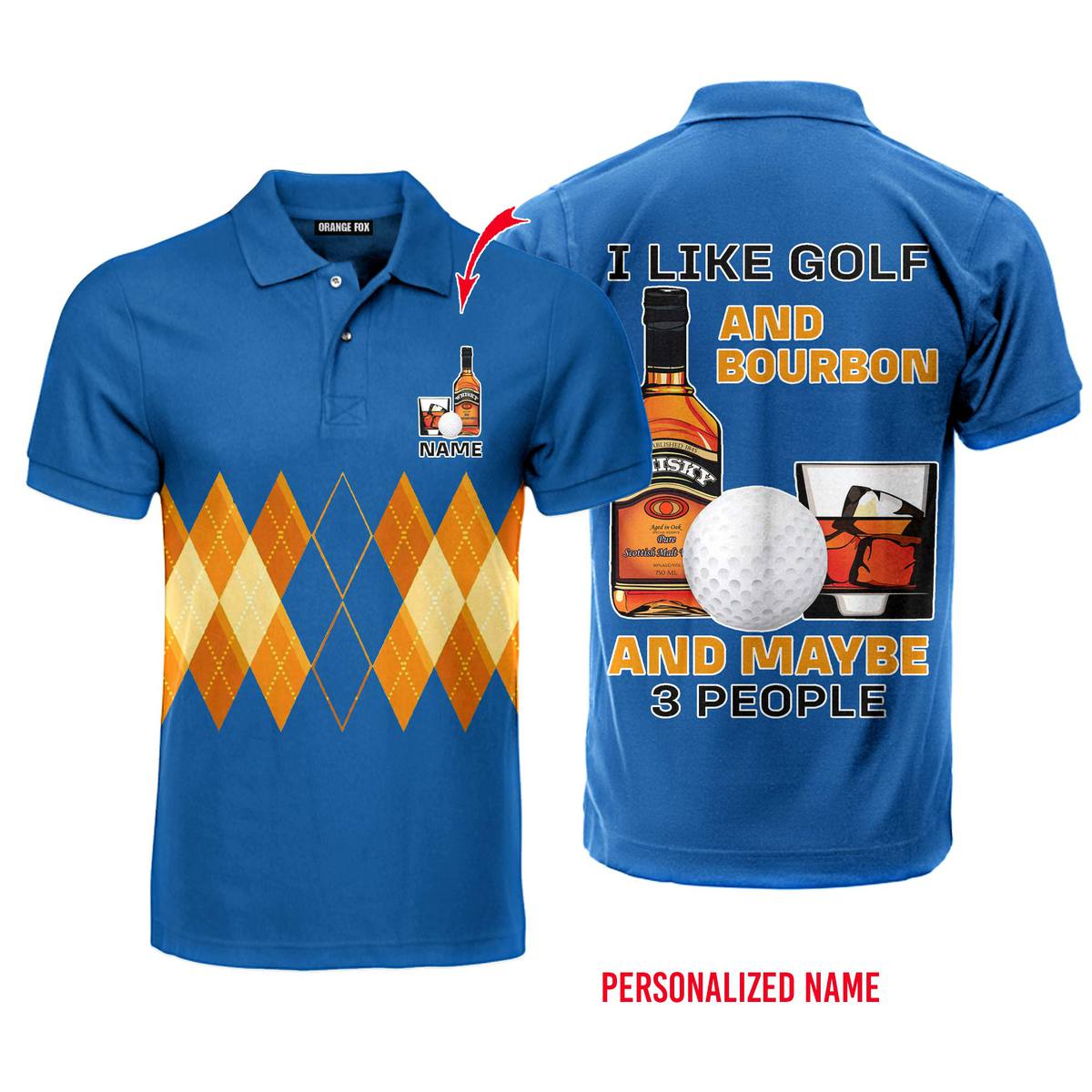 I Like Golf And Bourbon Custom Men's Golf Polo Shirt