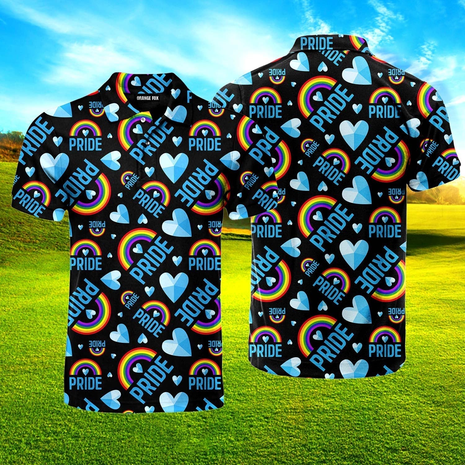 Pride Hearts LBGT Polo Shirt For Men