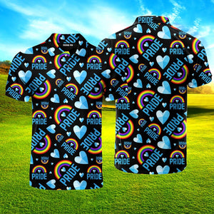 Pride Hearts LBGT Polo Shirt For Men
