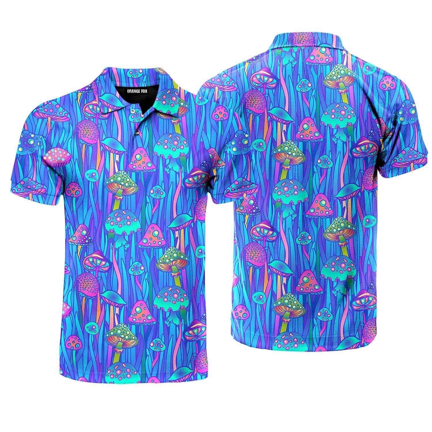 Neon Hippie Mushroom Polo Shirt For Men