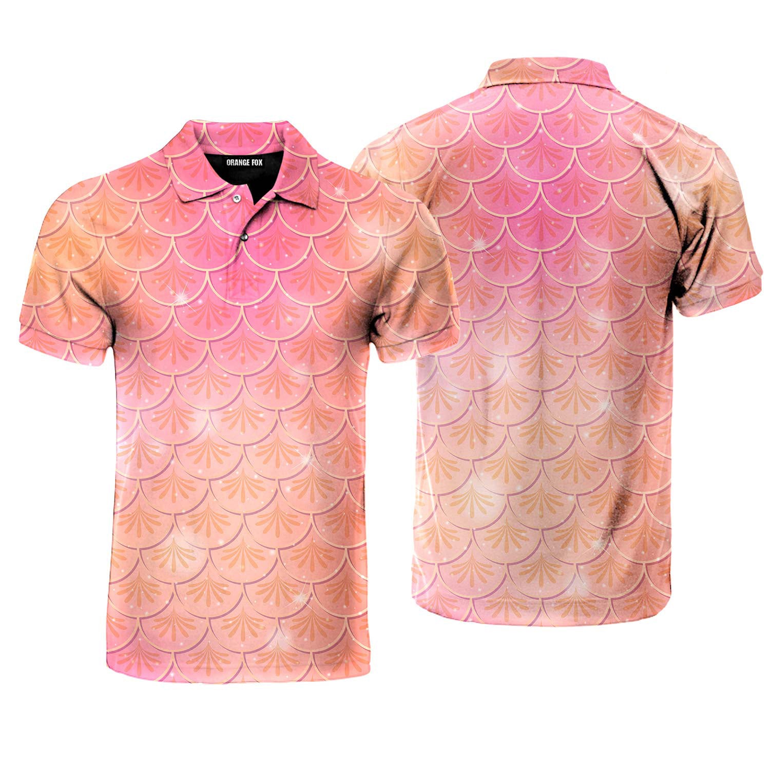 Pale Pink And Yellow Mermaid Scales Polo Shirt For Men