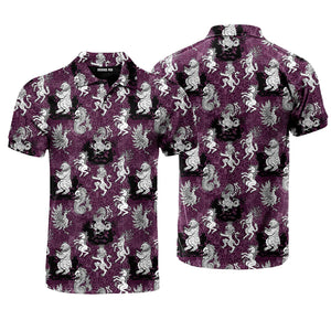 Heradlic Horse Lion And Eagle Aloha Polo Shirt For Men