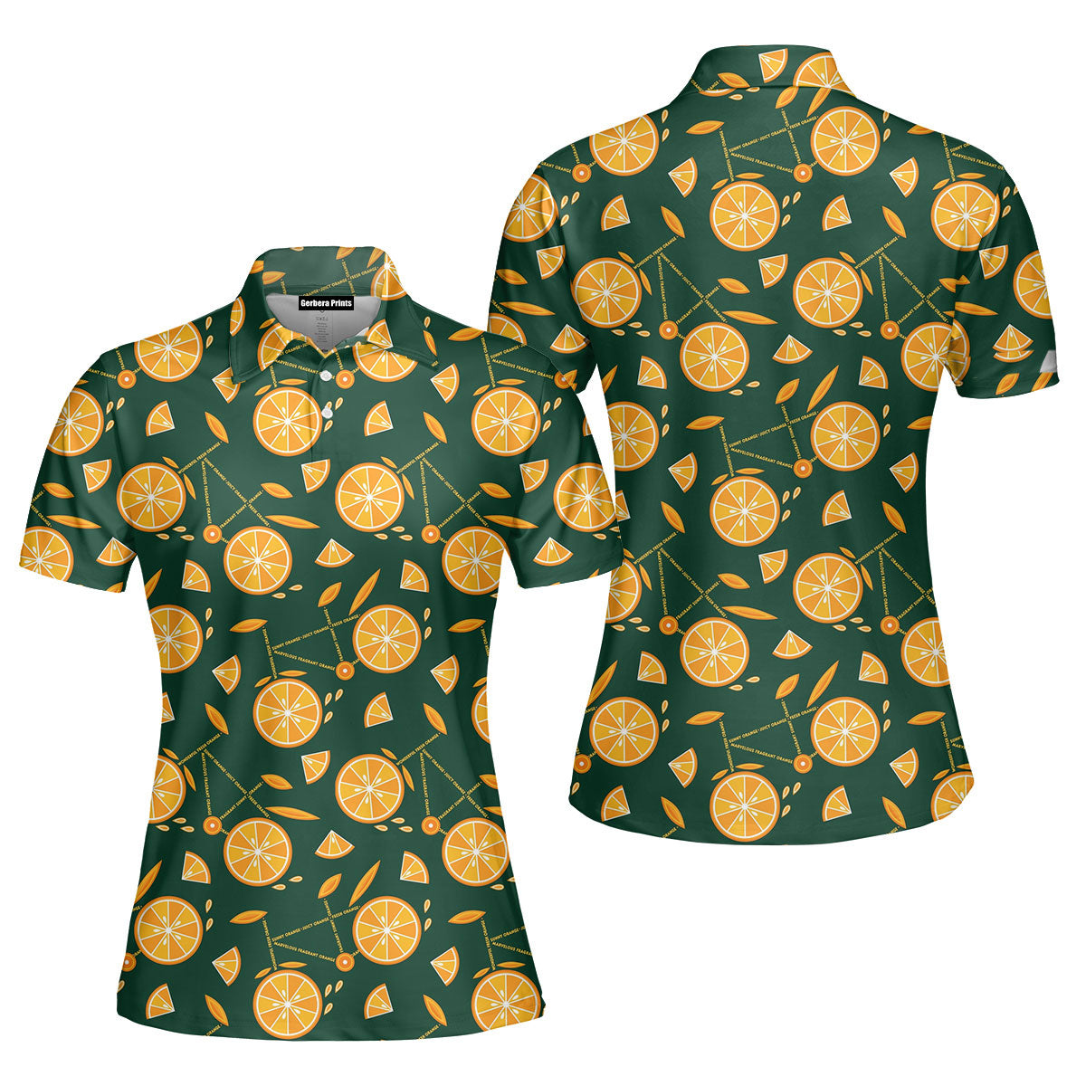Bikes Bicycles With Orange Slice Polo Shirt For Women