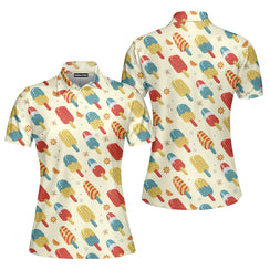 Independence Day 4th Of July Ice Cream Summer Time Polo Shirt For Women