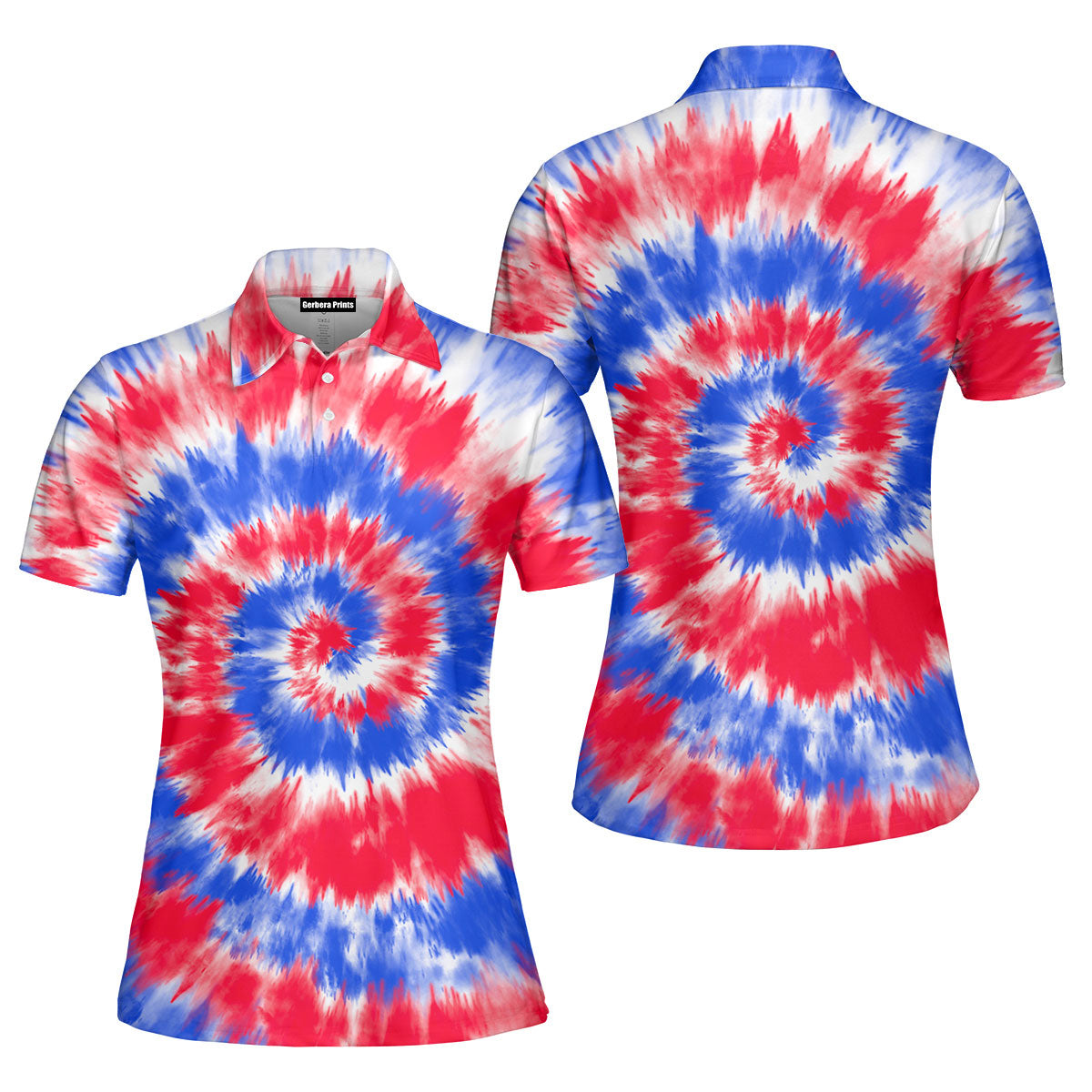 Independence Day 4th Of July Tie Dye American Flag Polo Shirt For Women