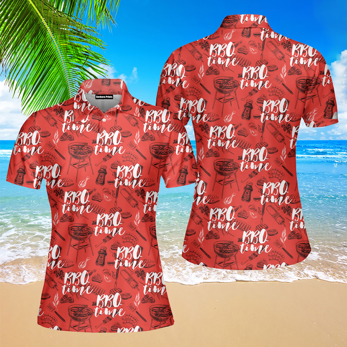 Grill And Barbecue National BBQ Day Red Polo Shirt For Women