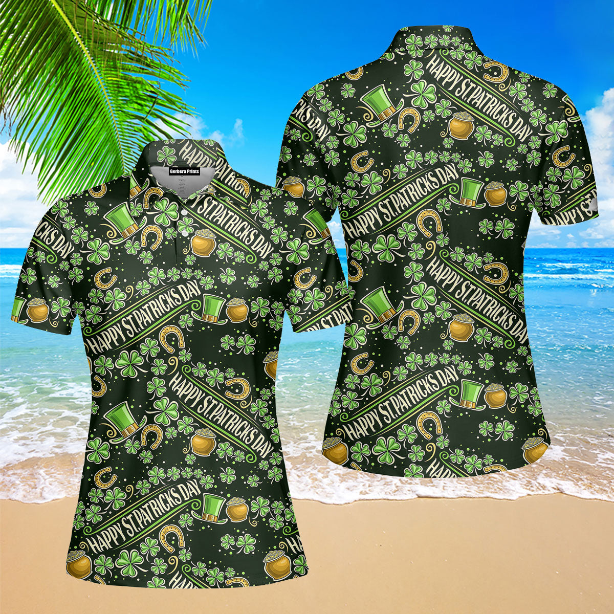 Happy St Patricks Day Lucky Polo Shirt For Women