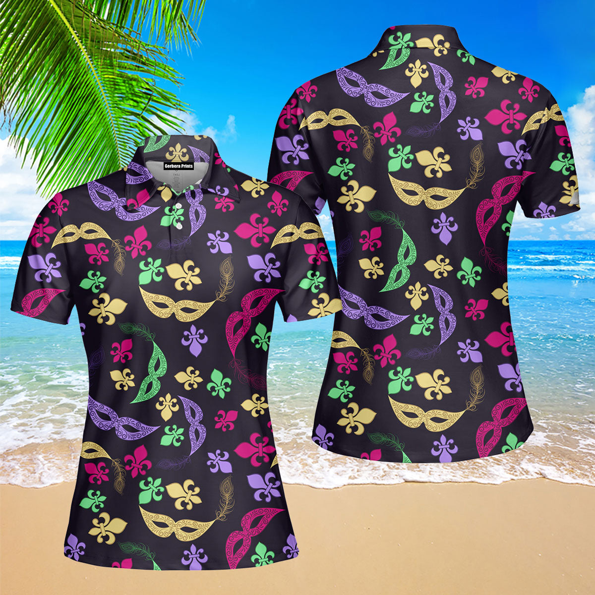 Happy Carnival Mardi Gras Polo Shirt For Women