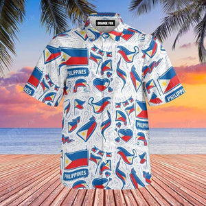 Philippines Flag White Hawaiian Shirt For Men & Women