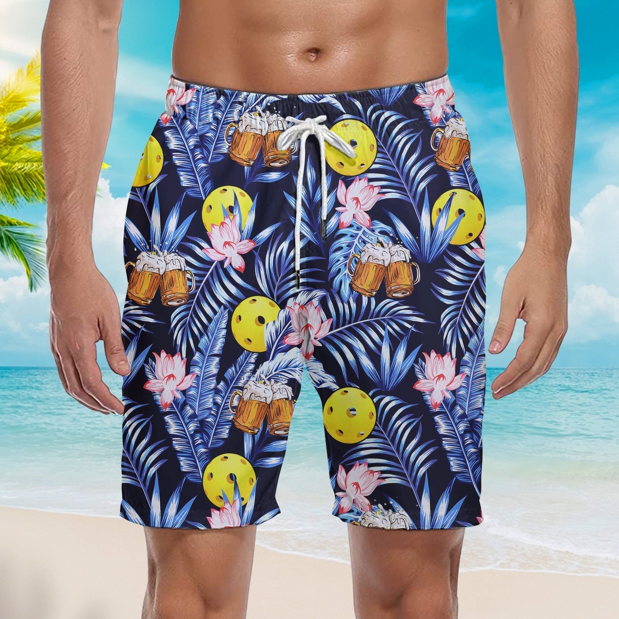 Pickleball Beer Beach Shorts For Men