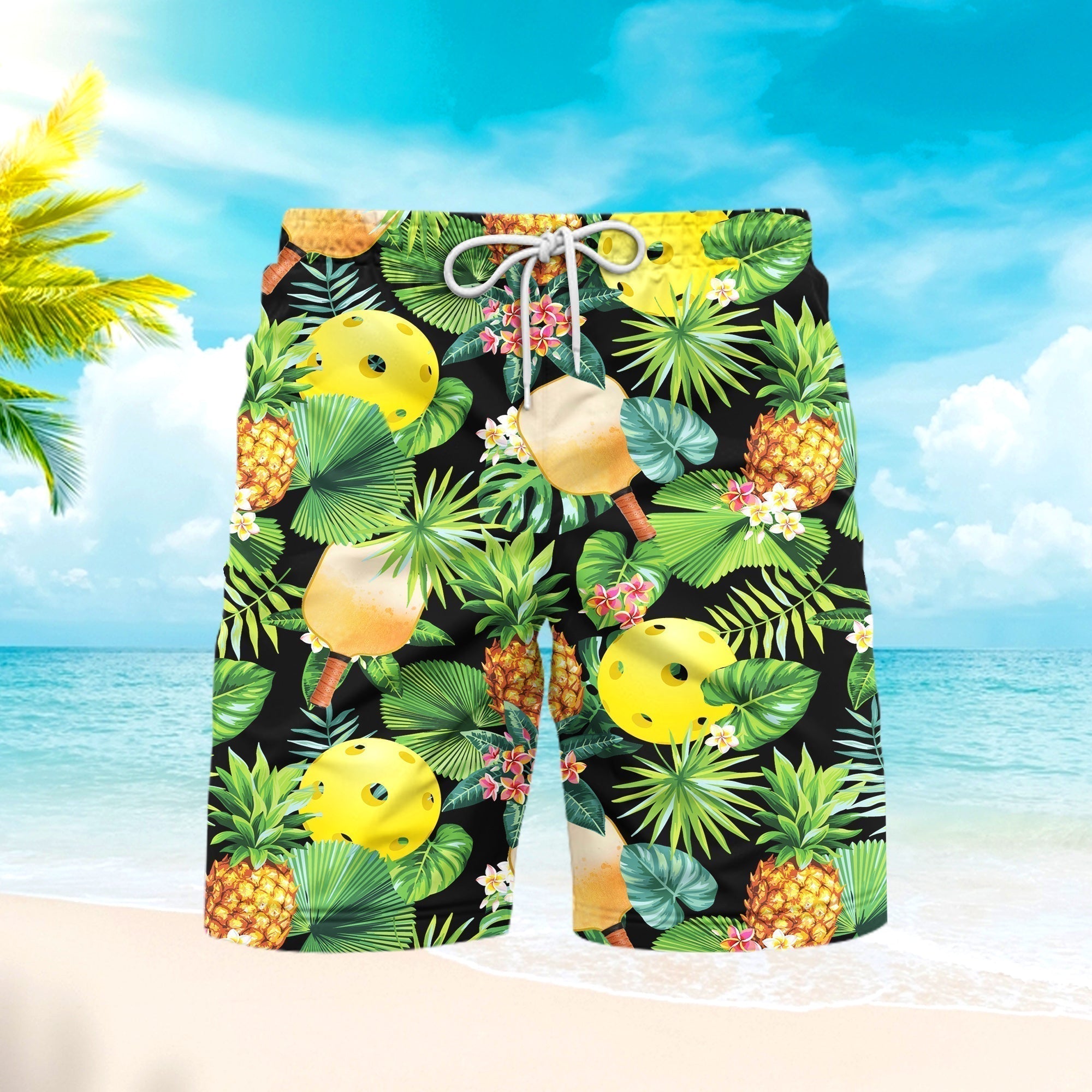 Pickleball Pineapple Tropical Beach Shorts For Men