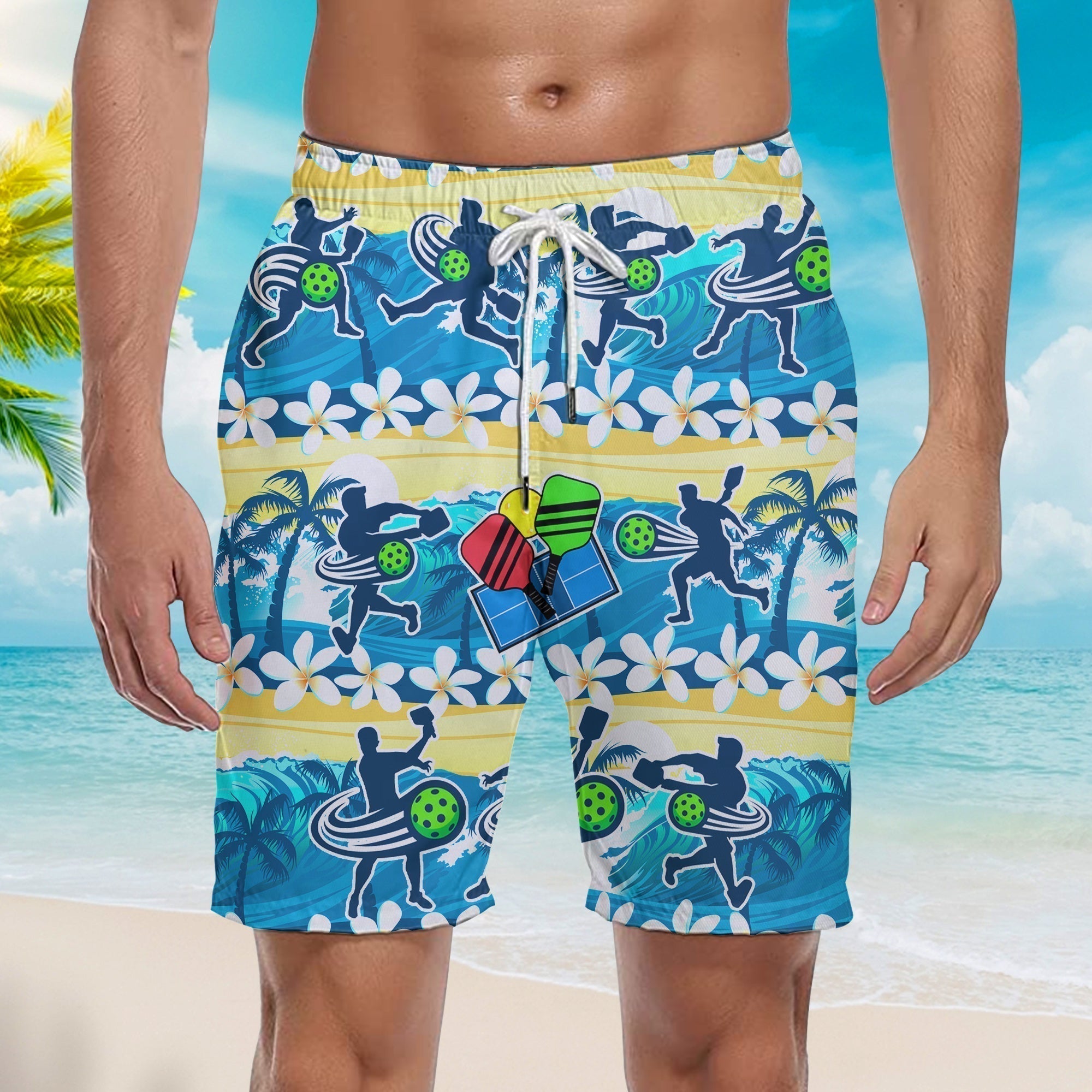 Pickleball Tropical Beach Shorts For Men