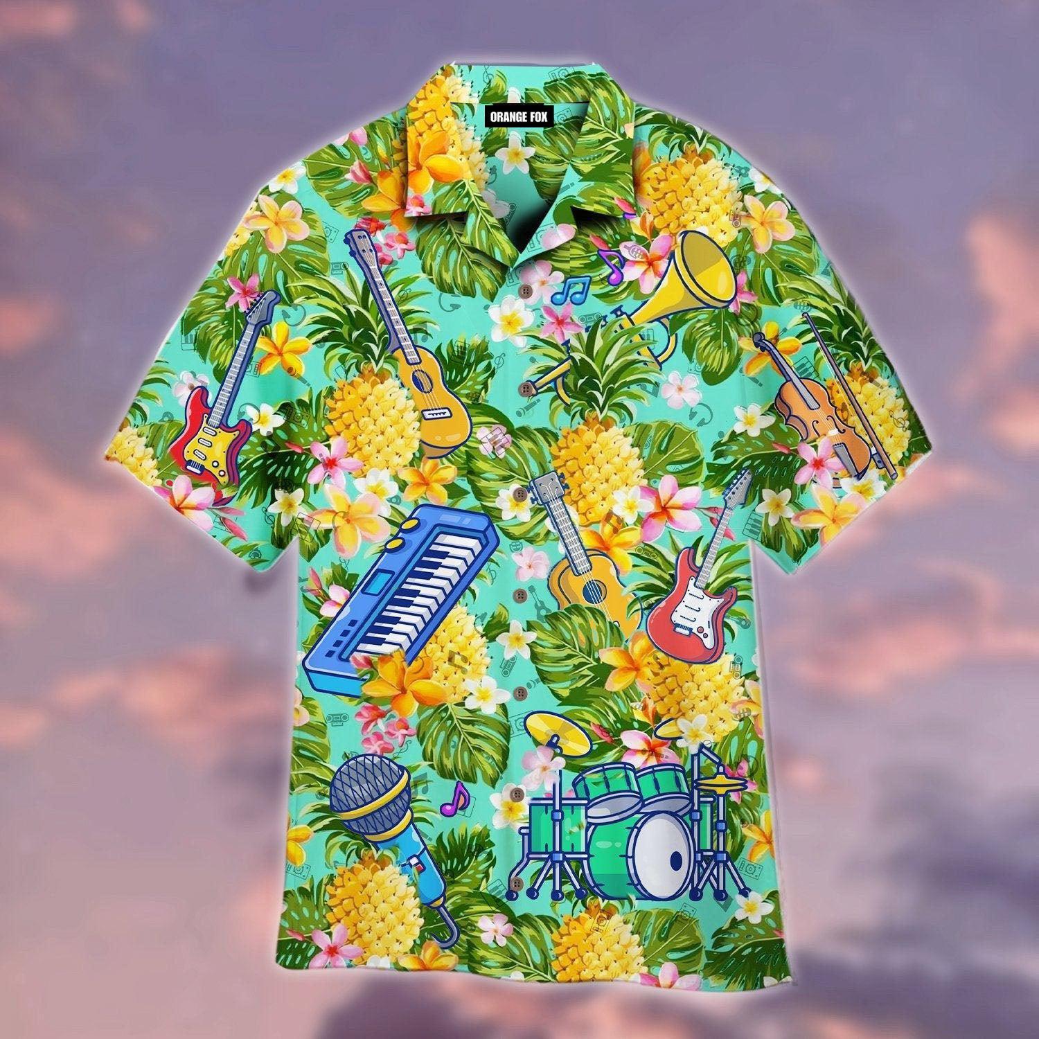 Pineapple Musical Guitar Percussion Instrument Hawaiian Shirt For Men & Women