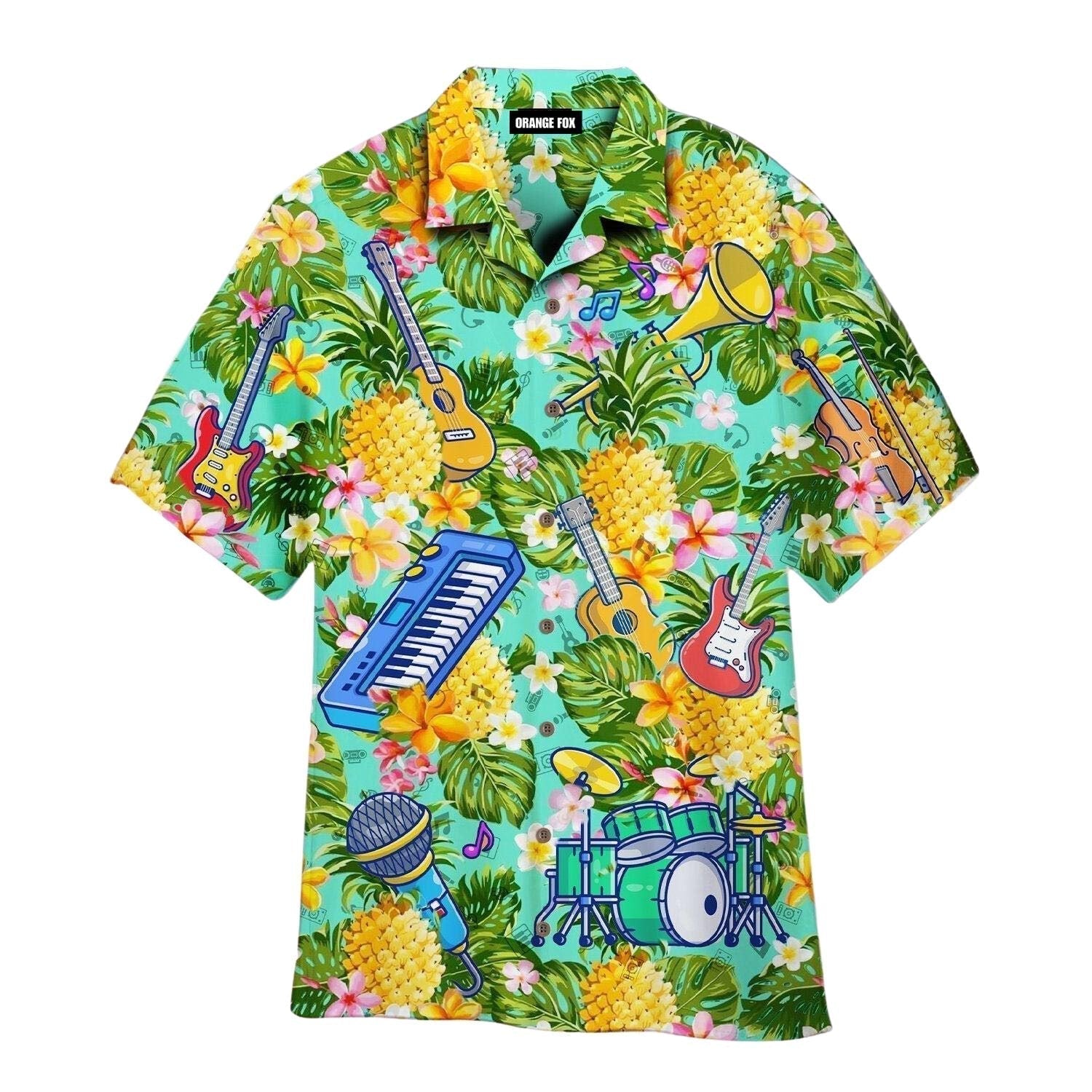 Pineapple Musical Guitar Percussion Instrument Hawaiian Shirt For Men & Women