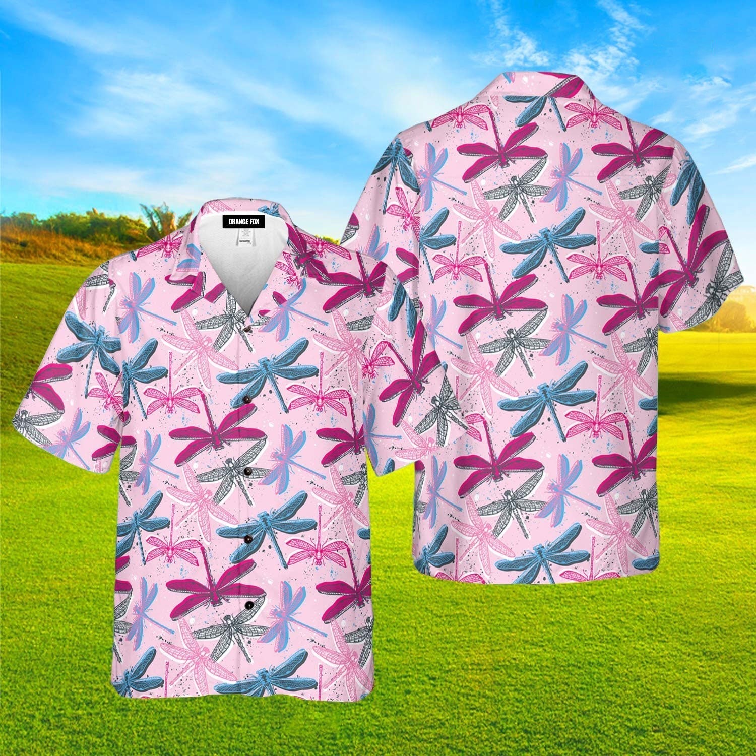 Pink Colorful Dragonflies Insects Hawaiian Shirt For Men & Women