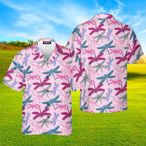 Pink Colorful Dragonflies Insects Hawaiian Shirt For Men & Women